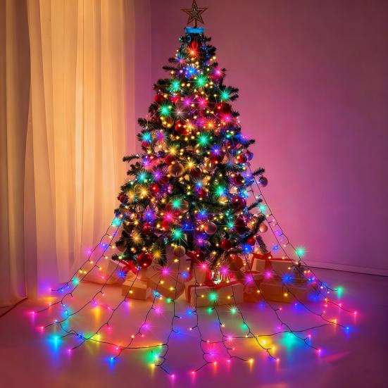 Christmas LED String Lights with Memory Function 8 Modes Star Topper Waterproof USB Powered Christmas Tree Lights