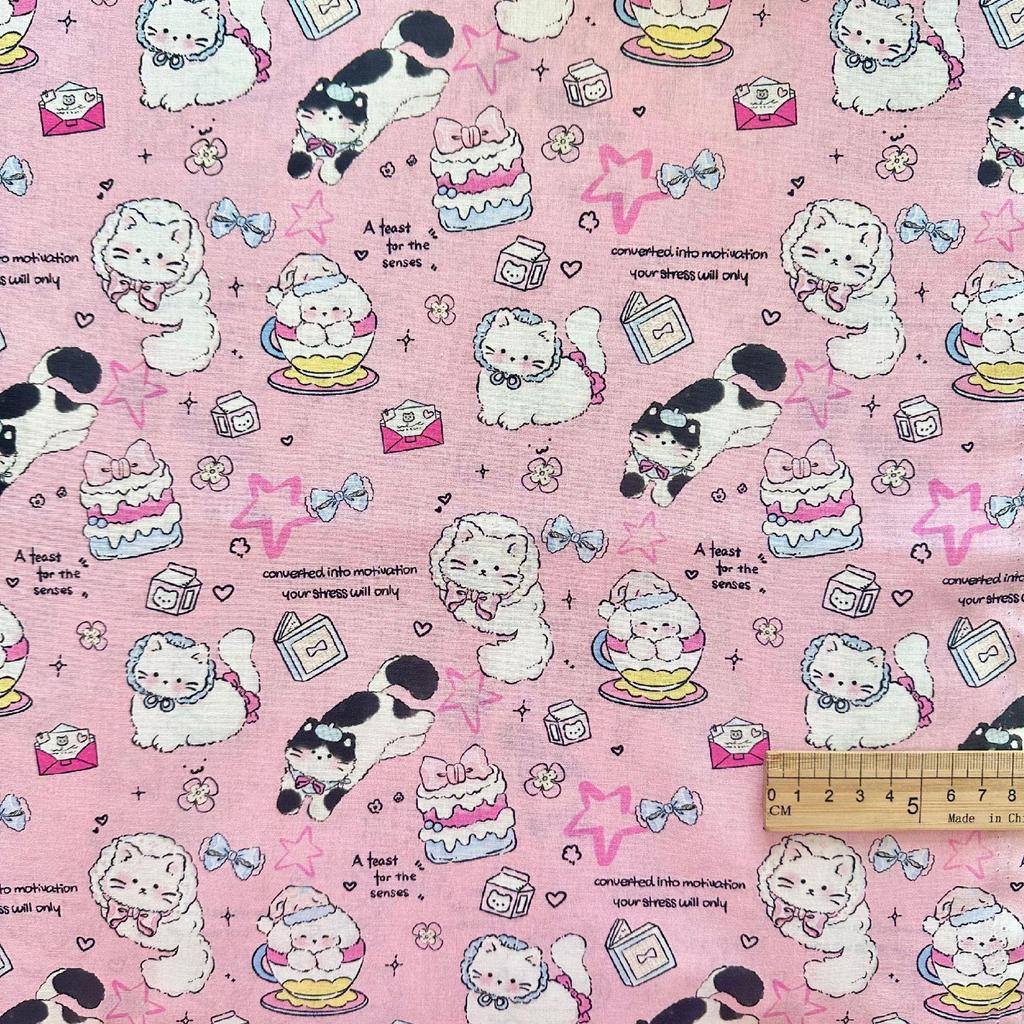 100% Cotton Digital Print Fabric: Korean Style Cartoon Animal & Floral Design for Women's, Children's Clothing & Homewear DIY