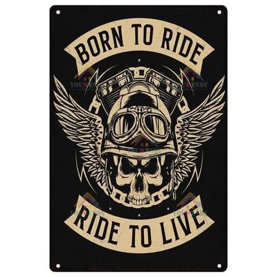 Skull Motorcycle Retro Sign, Metal Wall Decor Indoor Outdoor