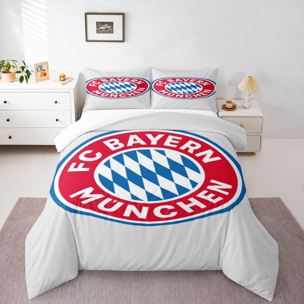 Minimalist FC Bayern Munich Logo Bedding set (1 duvet cover, 2 pillowcases, duvet not included), Gray Background Badge Art Print