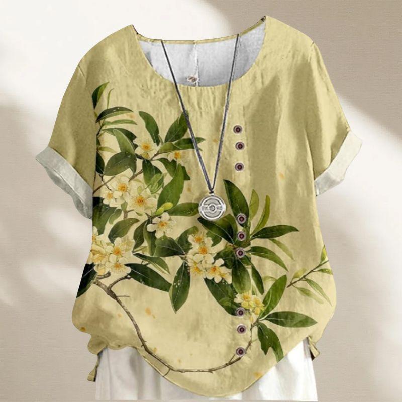 

Женская одежда больших размеров Ретро Художественный Гонконгский стиль Узор Желтого Османтуса Круглый вырез Повседневная Свободная Футболка с коротким рукавом Топ Рубашка Yellow Osmanthus Fragrance(Figure) 4XL(Plus size)