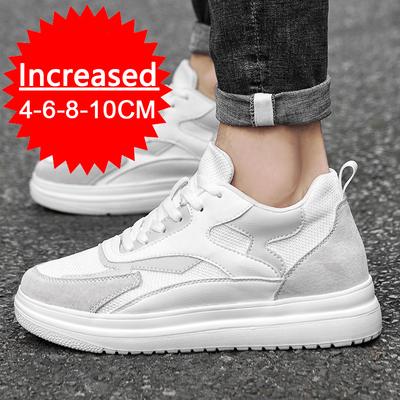 Fashion New Men Trendy Leather Sneakers Elevator Shoes Invisible Breathable Heightening Shoes 8/10cm Men's Casual Fashion Light Sneakers