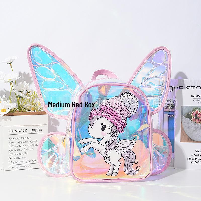 

Unicorn Butterfly Wings Transparent Children s Backpack - Large Capacity TPU Design 23 x 10.5 x 26.5 cm