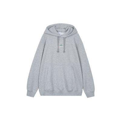 adidas Logo Embroidered Loose Fit Long Sleeve Hoodie Men Hoodies Gray IN3165