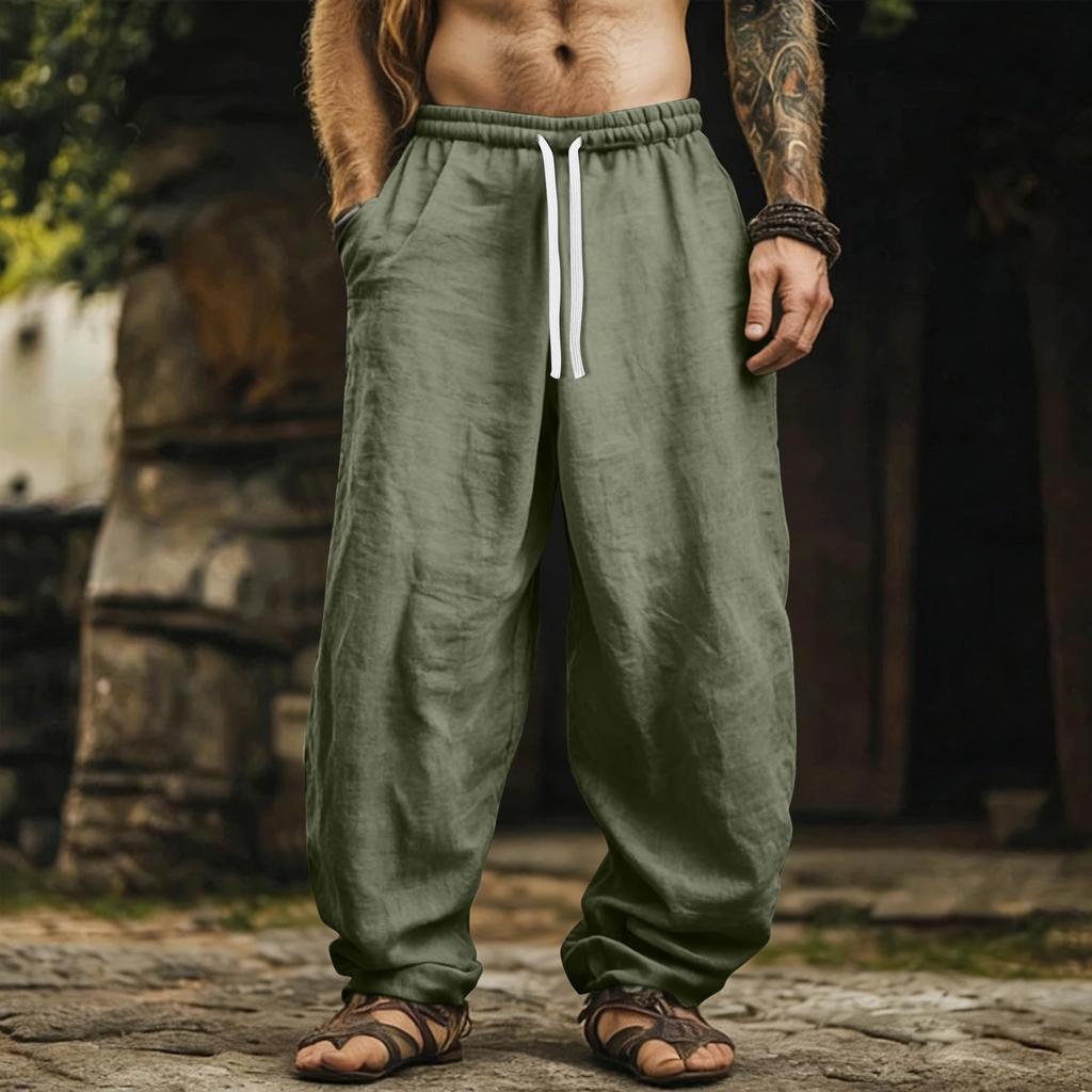 Men's Color Cotton Linen Trousers Men's Casual Fashionable Cotton Linen Trousers