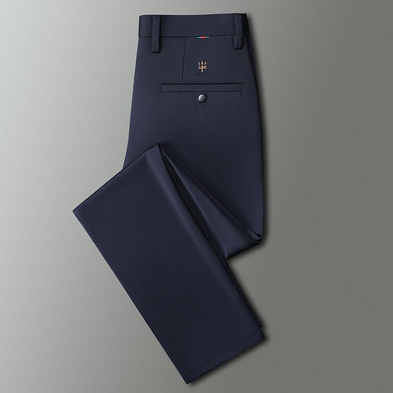 Men's spring and autumn new men's casual pants tiger head embroidery business commute drape straight versatile high elastic trousers