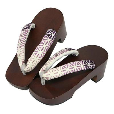 Kimono Café Yukata Geta Sandalen mit Hanfblatt-Farbverlaufstickerei und Hoher und Bequemer und Bequem für Hallux valgus Alltag Gesunder Damenabsatz,