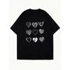 Schwarzes Oversized T-Shirt mit Herzmusterdruck für Freizeitkleidung und Alltagsstil