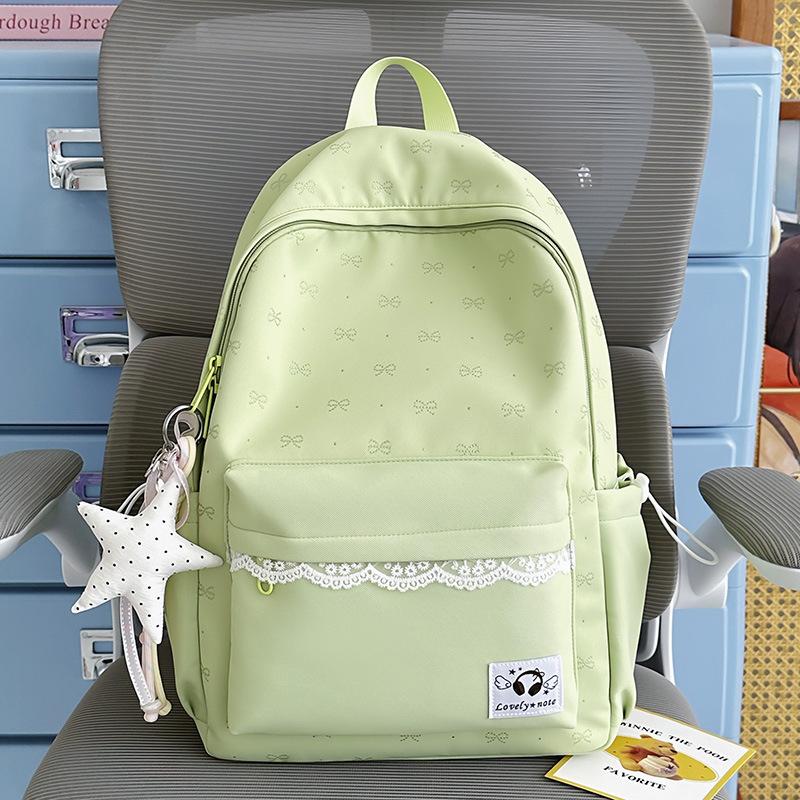 Schoolbag Japanese high-value lace girls schoolbag fresh and sweet candy-colored casual backpack large capacity lightweight backpack