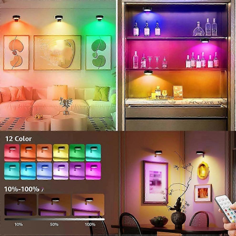 3Pcs Wireless Rechargeable Magnetic LED Picture Lights for Wall, Adjustable Color Temperature, Battery-Powered Art LightingGold