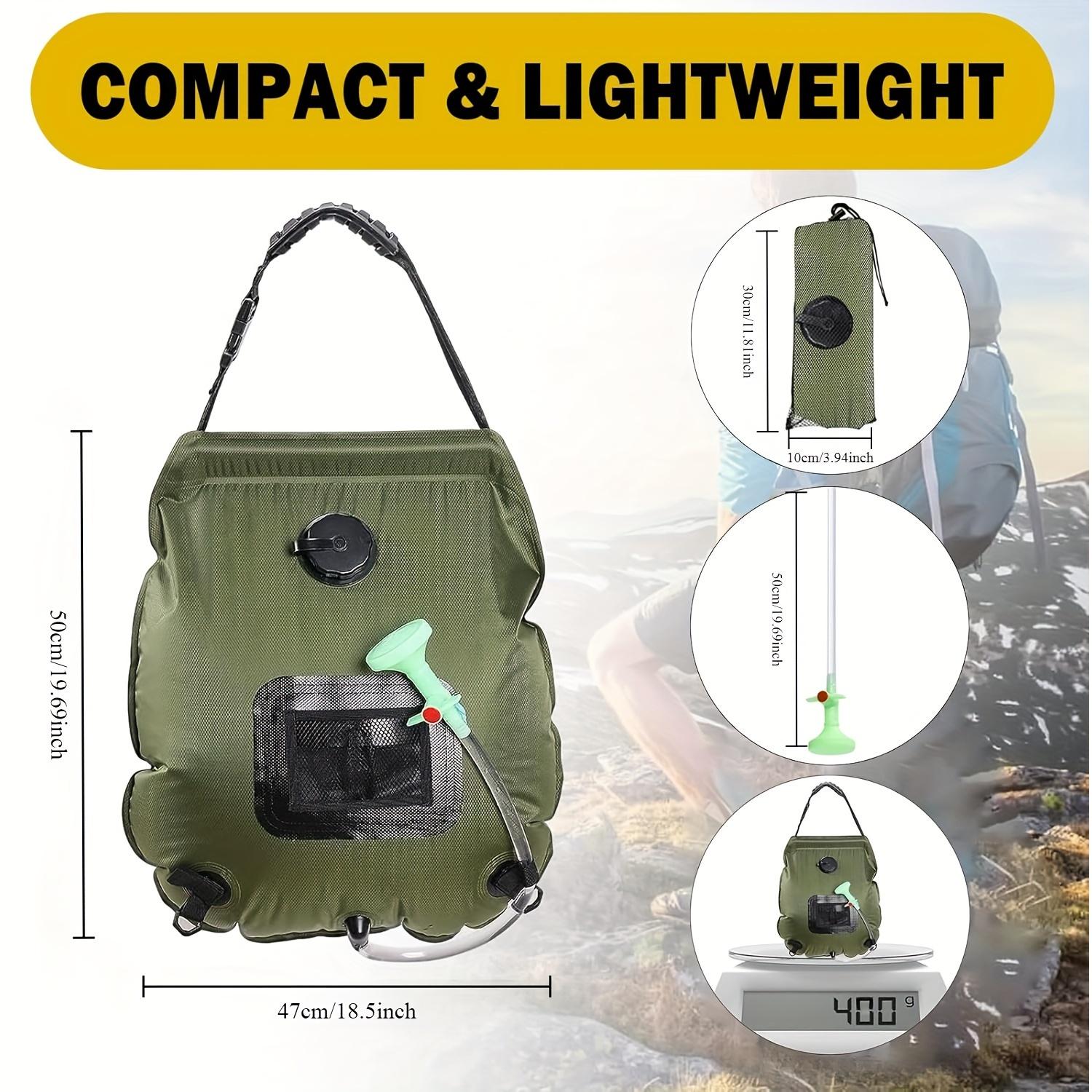 

20 л солнечная душевая сумка для отдыха на открытом воздухе с солнечным отоплением премиум-класса походная душевая сумка с температурой горячей воды 45 ° C со съемным шлангом для душа армия зеленый