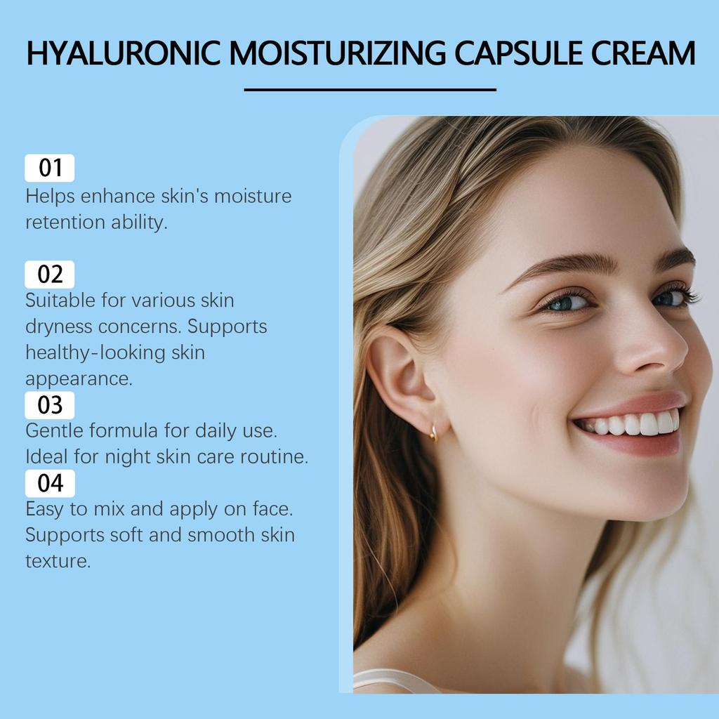 Hyaluronic Acid Moisturizing Capsule Cream Deep Hydration Skin Soothing Improves Texture Barrier Two-Component Moisturizer