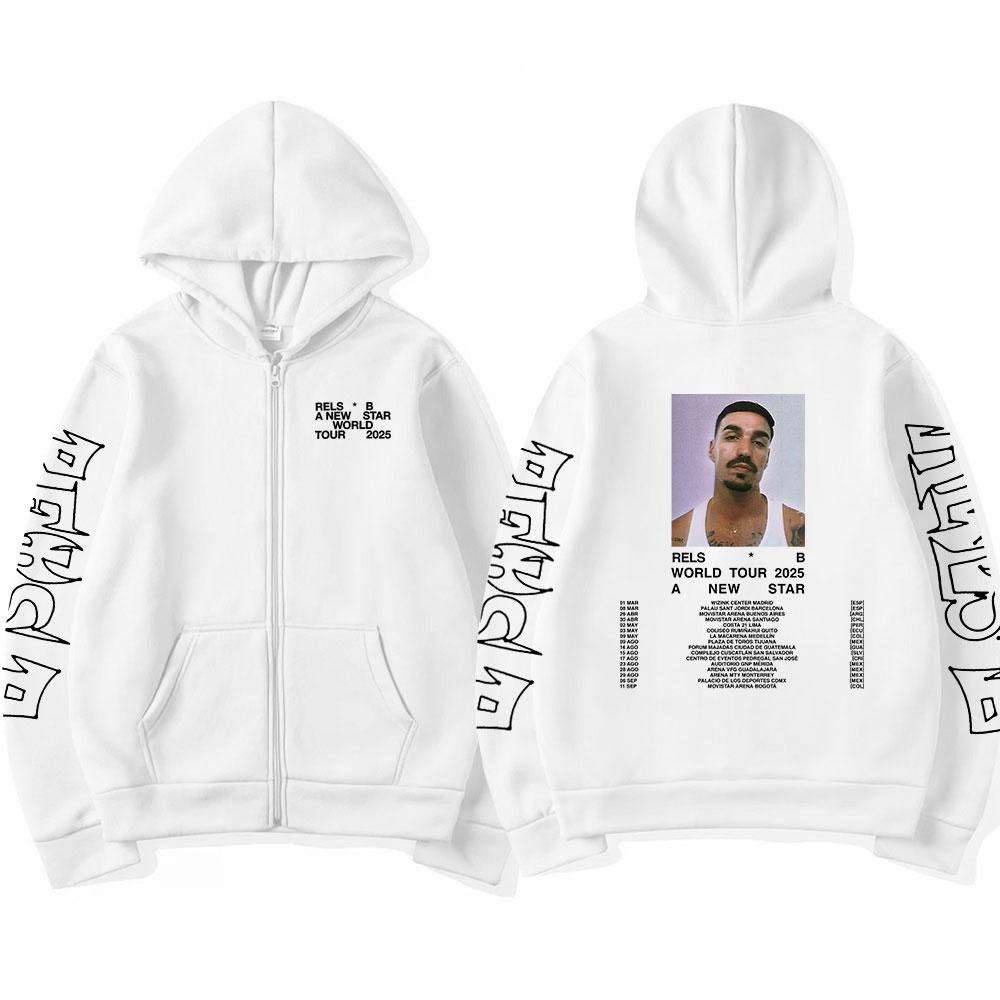 Rels B A New Star Welttournee Reißverschluss-Hoodies Herren Damen Kleidung Hip Hop Zip-Up Sweatshirts Übergroße Langarm-Pullover