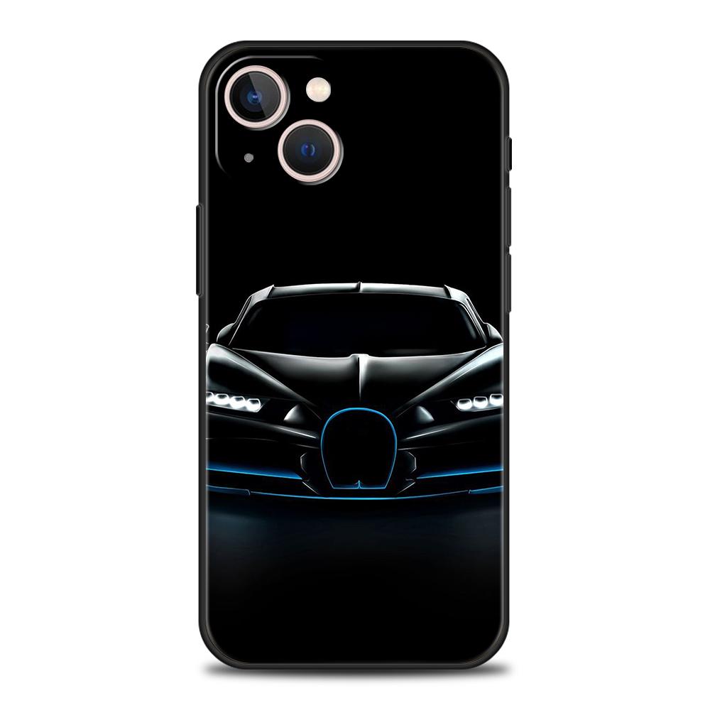 Cool Sports Black Car Phone Case Cover for iPhone 16 15 14 13 12 Pro Max XR XS 11 7 8 Plus Shockproof Silicone Soft Shell Capas