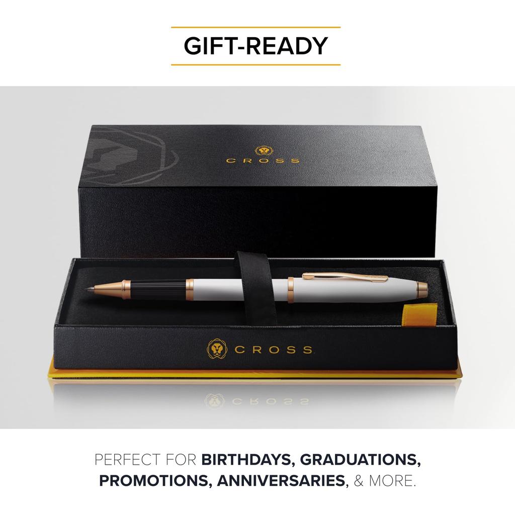 Cross Century II Pearl White Premium Gift Boxed Rollerball Medium A perfect gift for or other special Pen, Nib, Water-Based Ink. Father's Day,
