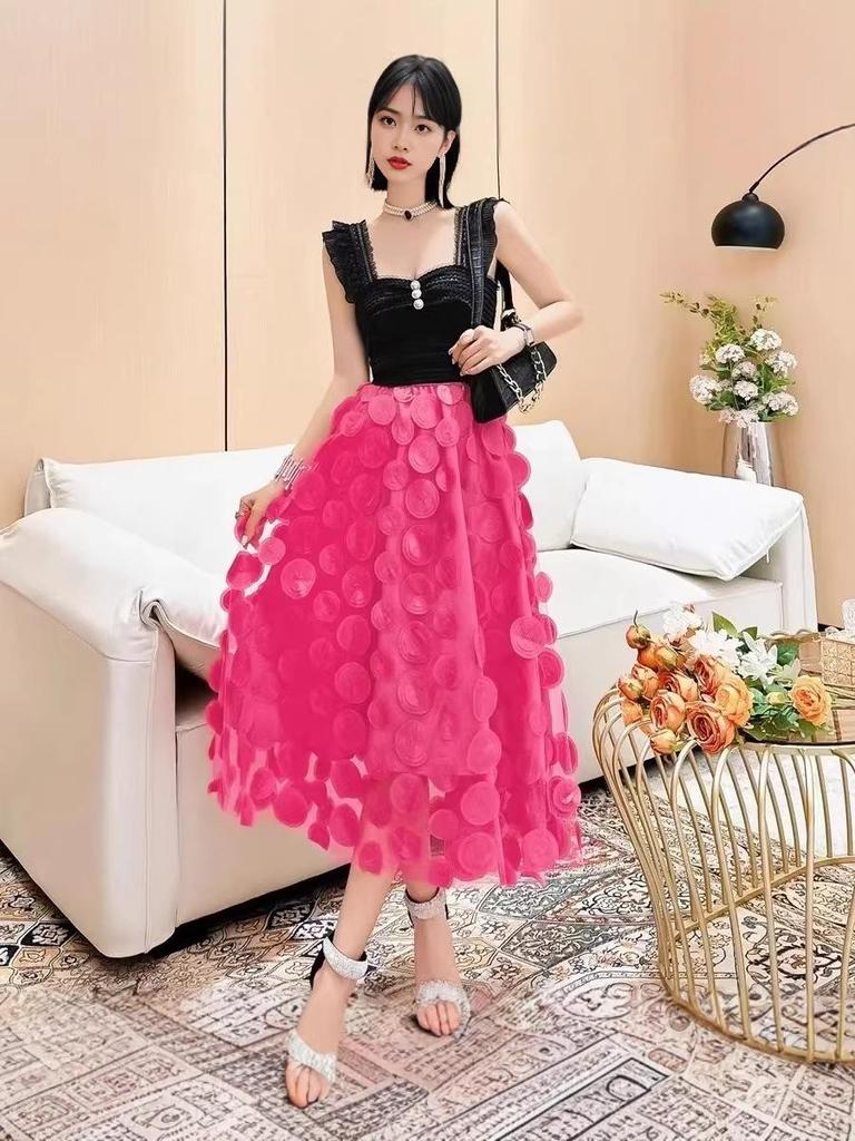 2026 High Waist Floral Mesh A-Line Fairy Skirt for Women