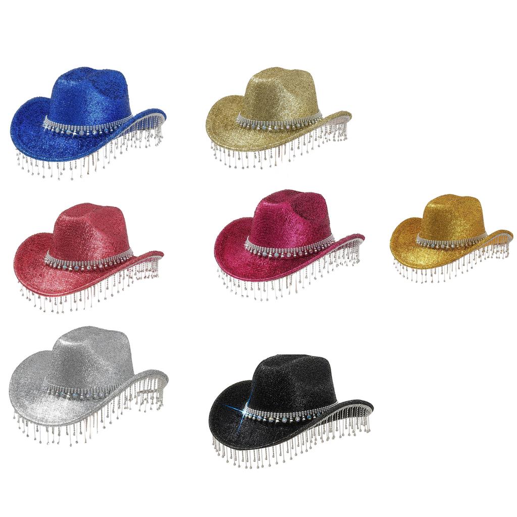 Eye-catching Crystal Cowboy Hats Bride Hat Panama Hat for Bachelorette Party Cowboy Hats for Club Stage Shows