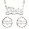 Custom Name Necklace and Hoop Earrings Personalized Gold Tone Jewelry Braided Chain Heart Design Birthday Gift for Women