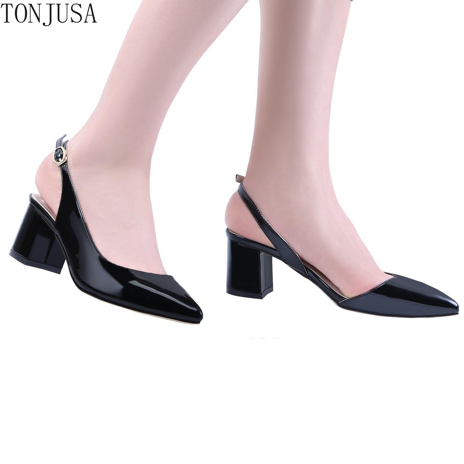 

Женский 55 мм Заостренный носок Slingback Pumps Сандалии Прозрачные ПВХ Высокие каблуки Толстый каблук Платье Модная обувь