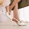 Fashion Sexy Pointed Toe Sling Back Pumps Women Patent Leather Thin Super High Heels Shoes Woman Classic Metal Decoration Office Shoes