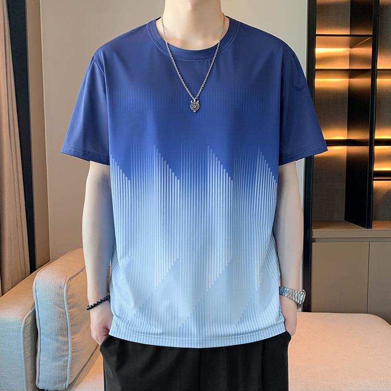 Short-sleeved T-shirt Men s Thin Sports Casual Ice Silk Half-sleeved T-shirt Men s Gradient Top 2XL
