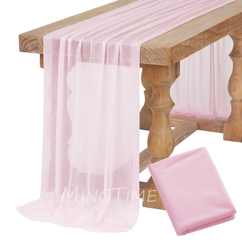 Caminho de Mesa Macio Rosa Blush Poeira Gaze Rústico Boho Natural Casamento Festa Chá de Bebê Jantar Ornamento Decoração