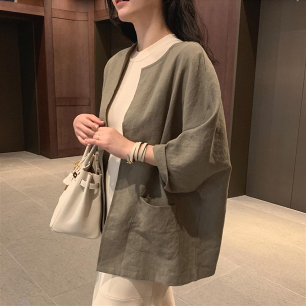 Silk Cotton Linen Top Women Spring Summer New Retro Simple T-shirt for Women