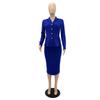 European & American Temperament Suit: Shirt Collar Top & Fashion Hip Wrap Skirt Two-Piece Set