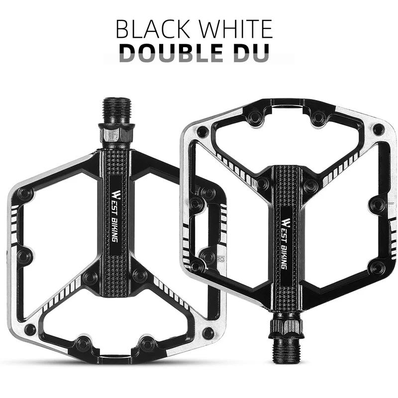 

WEST BIKING Aluminum Alloy Bicycle Pedals Double DU Bearing 3 Perrin Chromium-molybdenum Steel Shafts MTB Road Bike Accessories Black 2 DU