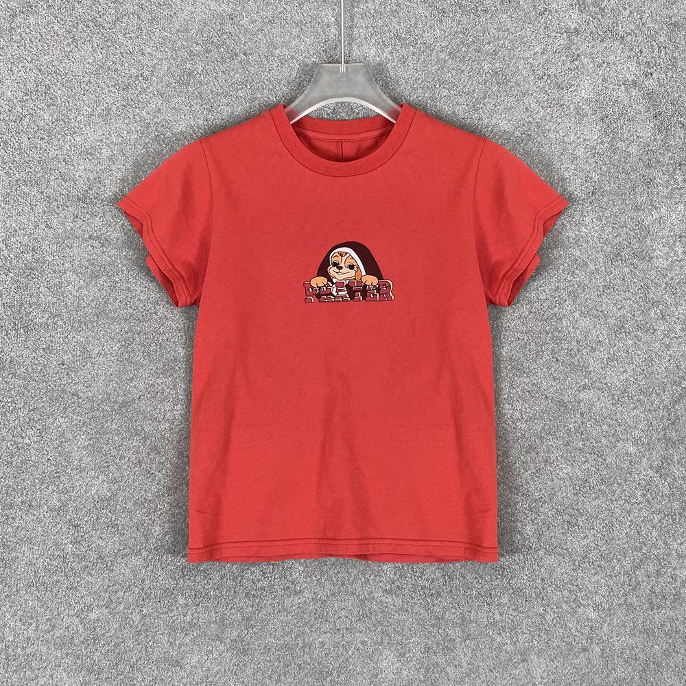 

Nana s Style Retro Distressed Puppy T-Shirt: Women s White Ink Short Sleeve L червоний