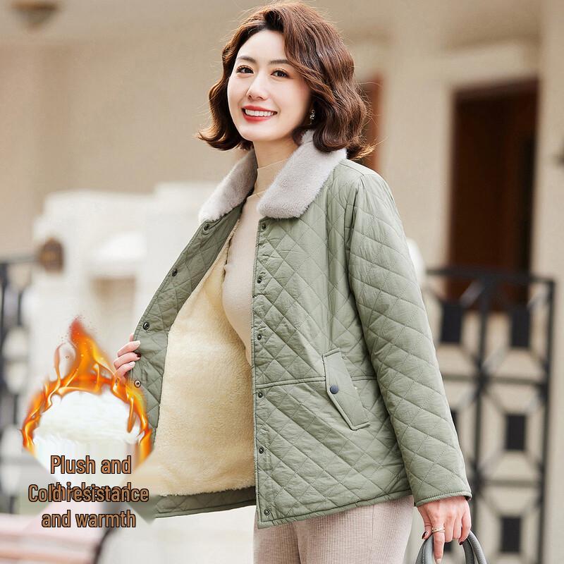 Women's Plus Velvet Thickened Fluffy Lapel Winter Cotton Jacket