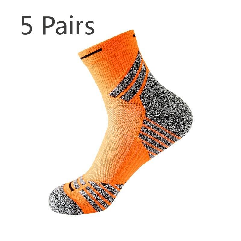 

5 пар мужских и женских баскетбольных носков Bottom Collision Color Net Face Sports Match Color College Wind Tube Socks 5 Pairs оранжевый