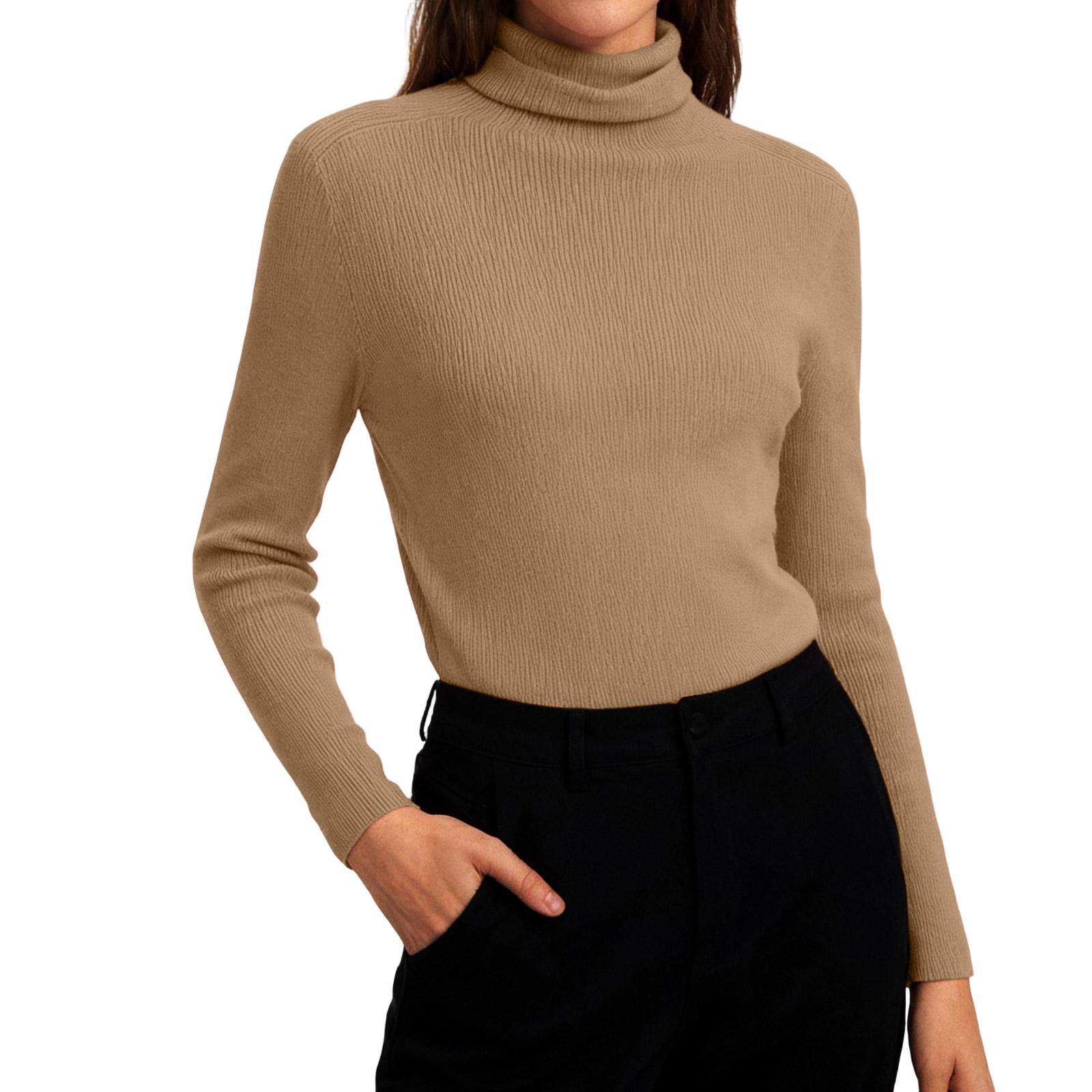 

Fashionable Women s Slimming Knit Pile-Collar V-Neck Sweater For Warmth, Stylish Layering, And Body-Confitting Basewear XL верблюд