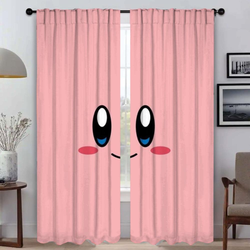 Kawaii Cartoon K-KirbyS Window Curtain for Room 2 Panel Partition Curtains for Bedroom Halloween Decoration Living Kitchen Child