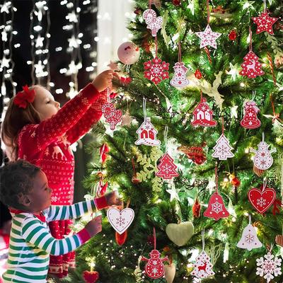 10Pcs Wooden Christmas Tree Pendants Decoration for Xmas Ornaments Navidad Home Room Party New Year Navidad Gift DIY Accessories
