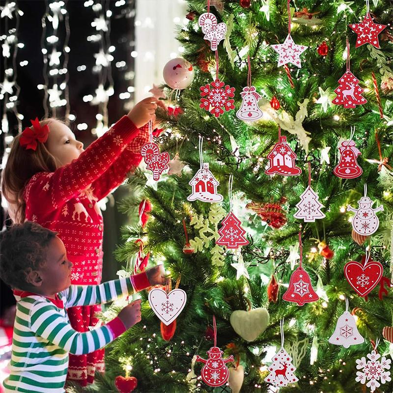 10 Stück Holz Weihnachtsdekoration Weihnachtsbaum Anhänger Ornamente für Heimdeko Weihnachten Navidad Party Neujahrsgeschenk DIY Zubehör