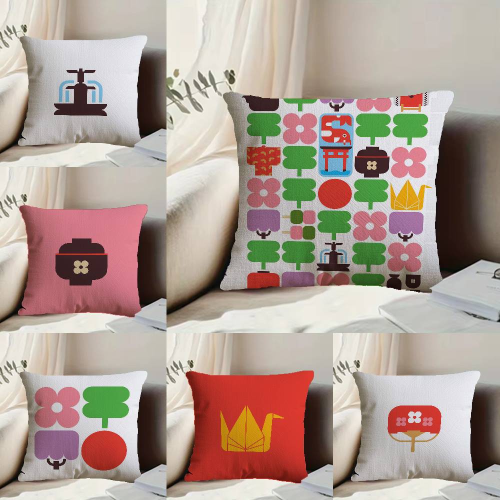 Japan Day Anime Simple Pillow Case Anti-dustmite Pillowcase Invisible zipper silky short plush Sofa cushion cover