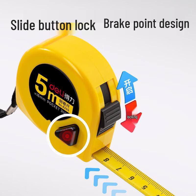 Deli 8203 Locking Steel Tape Measure 5m (5-Pack)