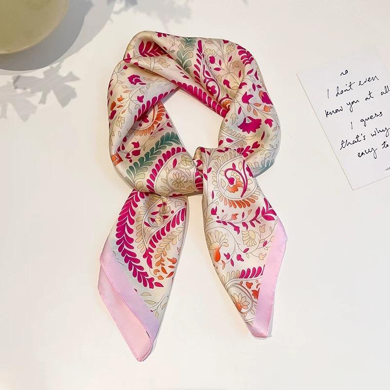 70cm Hair Print Silk cool Feeling Scarf For Women Fashion NeckTie Hand Bag Foulard Wrist Kerchief Shawl Wraps Hajib Lady