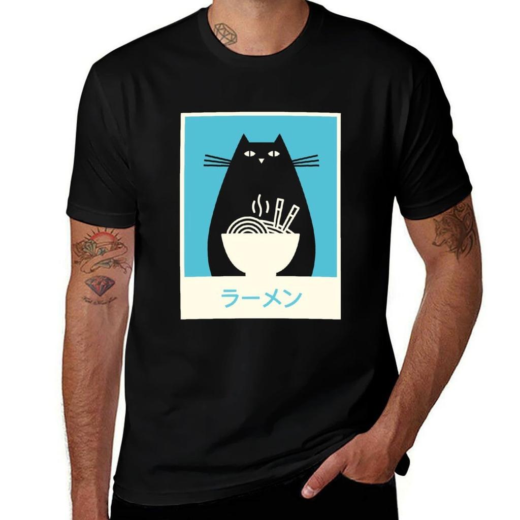 Raunisex In Japanese Cute Anime Unisexga Neko Cat Tshirt Heavy Duty Casual Work Tee