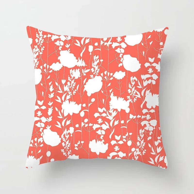 Modern Coral Red Cushion Covers Nordic Geometry Print Pillowcase Simple Pillowcase for Sofa Seats Livingroom Decorative 45*45cm
