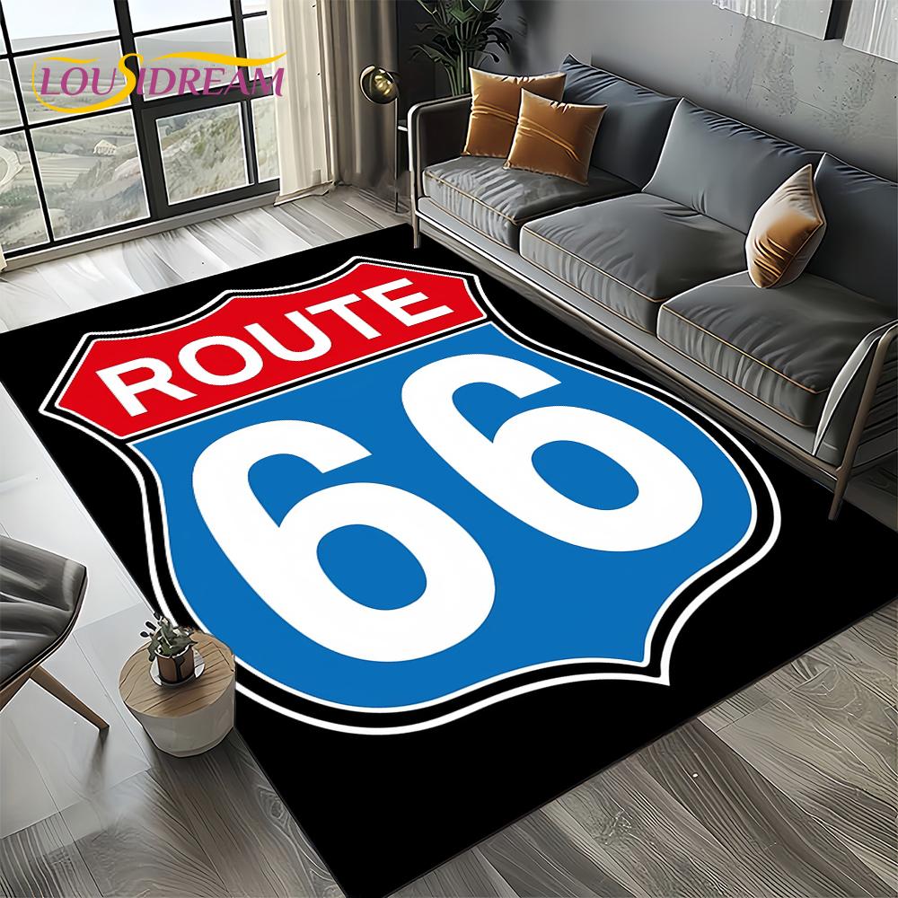 Retro America Historic Route 66,Mother Road,mãe EstradaCarpet Rug for Living Room Bedroom Home Sofa,Area Rug Non-slip Floor Mat