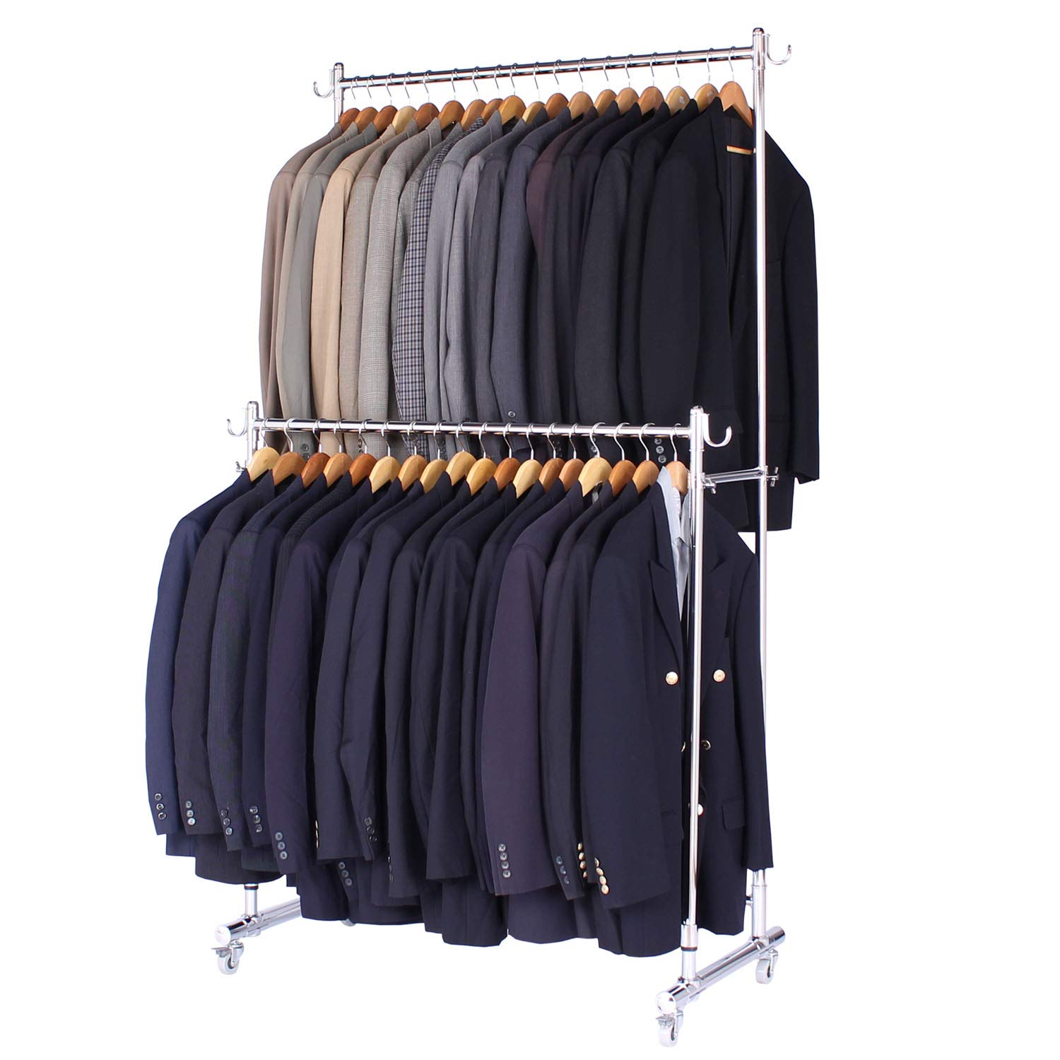 

Kawaguchi Kogyo Heavy Duty Double Hanger Rack with a Total Load Capacity of 180kg Width 19848 Silver (110cm Type)