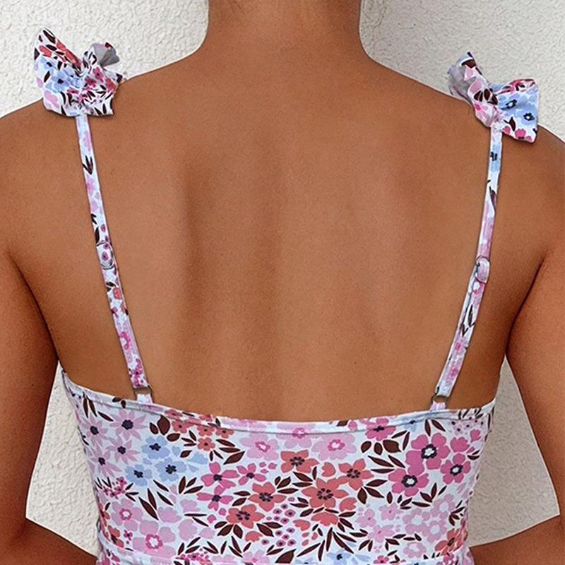 2025 European & American Women's Printed Sling Swimsuit Skirted Bikini Set, Beachwear Hot Spring Two-Piece.