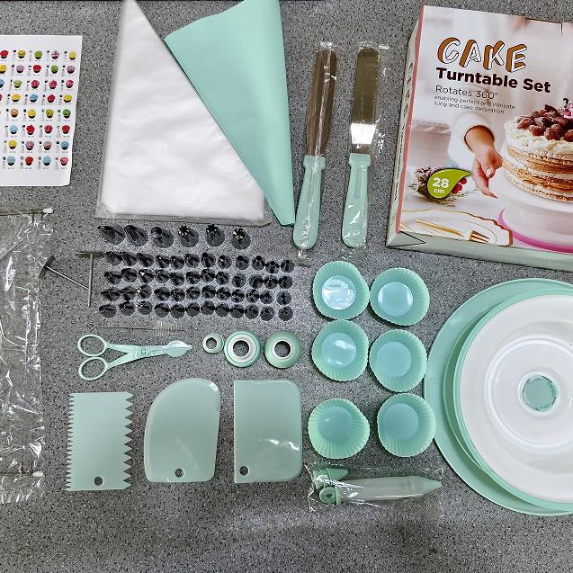 Nordic Baking Set: 137-Piece Home Cake Tools with Piping Bags, Stainless Steel Tips, and Turntable