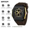 Sanda Men's Sports Barrel-Shaped Luminous Countdown Watch with Triple Time Zone and Dual Display, Waterproof Design.