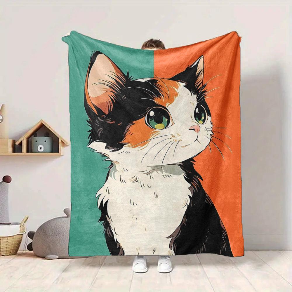 

1pc Kitty Cat Lightweight Flannel Blanket, Comfortable and Warm Blanket, for Office and Camping Sofa Bed, Livingroom045 130cmx150cm