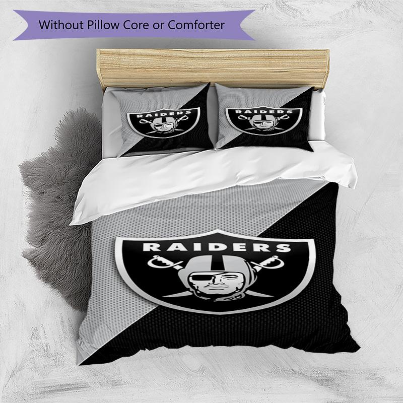 Raiders Football Legacy Printed Pattern Duvet Cover Set – includes 1 duvet cover and 2 matching pillowcases Bedroom decor Christmas gifts