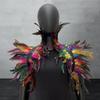 Black Natural Feather Shrug Shawl Shoulder Wraps Cape Gothic Collar Cosplay Party Cage Harness Bra Belt Feather Fake Collar