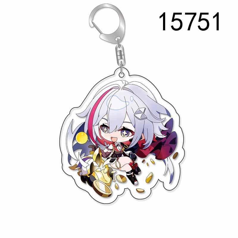 6CM Honkai Star Rail Anime Game Keychain Double-sided Cartoon Figure Lunae Blade Key Ring for Women Car Bag Phone Pendant Gifts